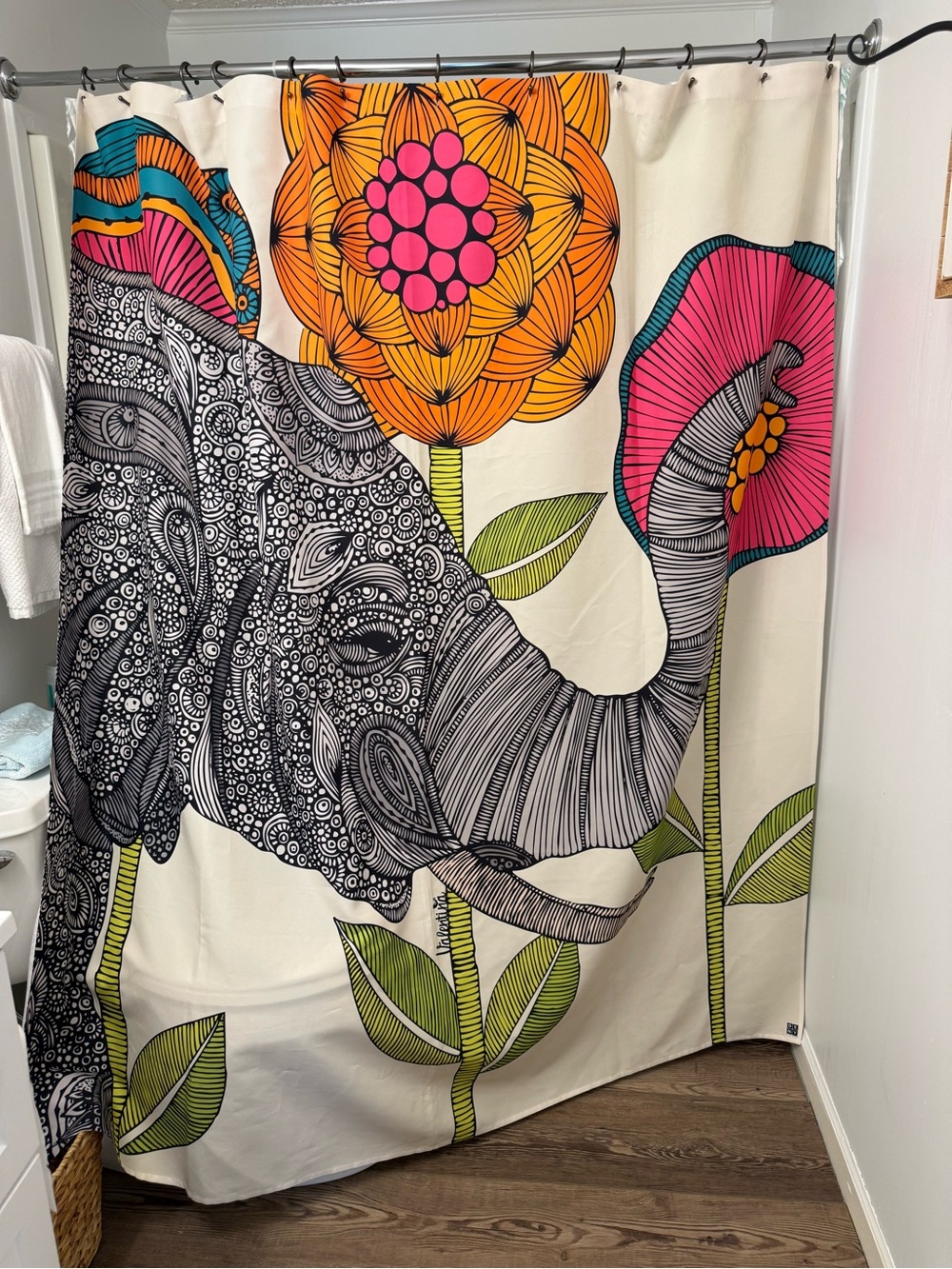Elephant Floral Shower Curtain - Multicolor
